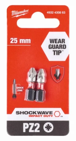 Hot Equideos Embouts de vissage Shockwave PZ 25mm - 2 pièces - Milwaukee