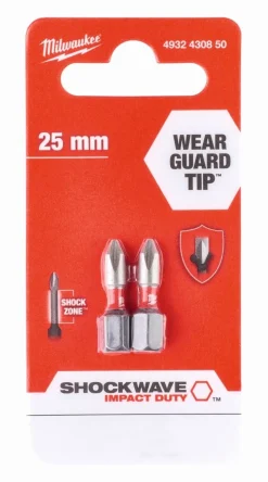 Equideos Embouts de vissage Shockwave PH 25mm - 2 pièces - Milwaukee