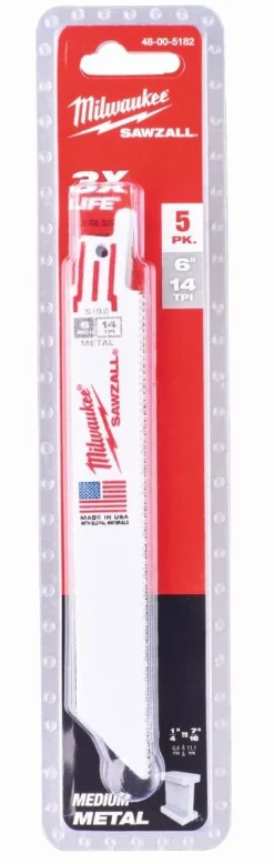 Equideos Lame de scie sabre pour métal SIH 150mm - Milwaukee - 5 pièces