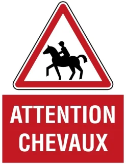 Sale Equideos Panneau Attention chevaux